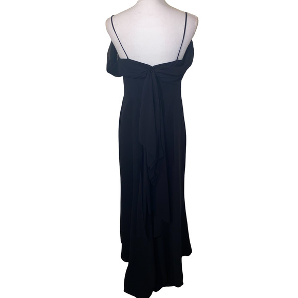 Vintage 90s Y2k Belsoie Draped Slinky Off Shoulder Maxi Evening Dress size 14 - Picture 3 of 10